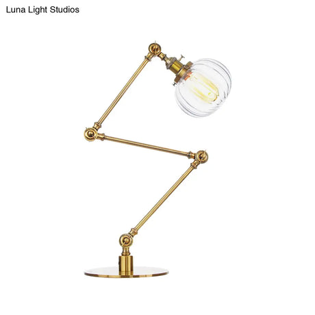Vintage Amber/Clear Glass Table Lamp With Global Styling For Bedroom 1-Light Black/Bronze Finish