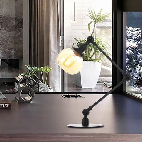 Vintage Amber/Clear Glass Table Lamp With Global Styling For Bedroom 1-Light Black/Bronze Finish