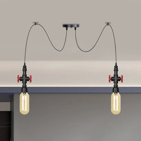 Vintage Amber Glass Pendant Light - 2/3/6-Light Led Suspension Lamp For Coffee Shops In Black 2 /