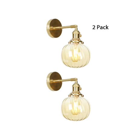 Vintage Amber Glass Rotatable Wall Lamp With 1 Light For Bedroom Décor / 2