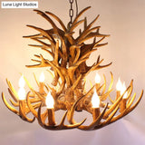 Vintage Antler Chandelier Pendant Light - Resin Hanging For Living Room