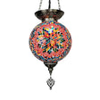 Vintage Art Glass Pendant Light Kit With Globe Design And Stained White/Red/Blue Shades For Dining