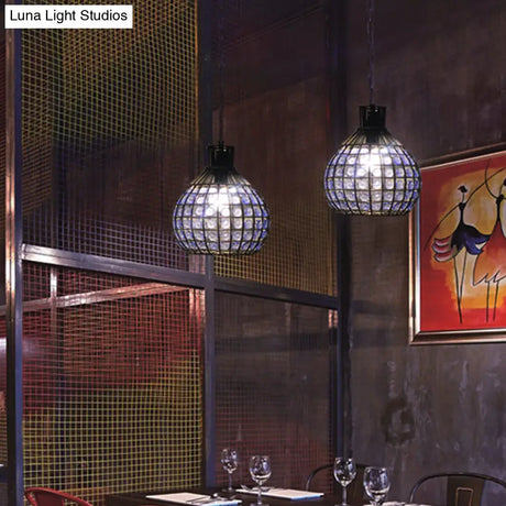 Vintage Ball Metal Pendant Fixture In Red/Green/Purple For Restaurant - Head Suspension Ceiling Hang