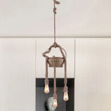 Vintage Beige Hemp Rope Chandelier - Rustic Hanging Light For Living Room 3 /
