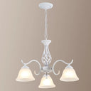 Vintage Bell Chandelier With Ruffle Glass Pendant Light Fixture For Dining Room 3 / White A