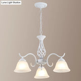 Vintage Bell Chandelier With Ruffle Glass Pendant Light Fixture For Dining Room