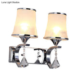 Vintage Bell Sconce Light Fixture Clear Glass Gold Finish Crystal Accent 2 Lights Bedroom Wall Lamp
