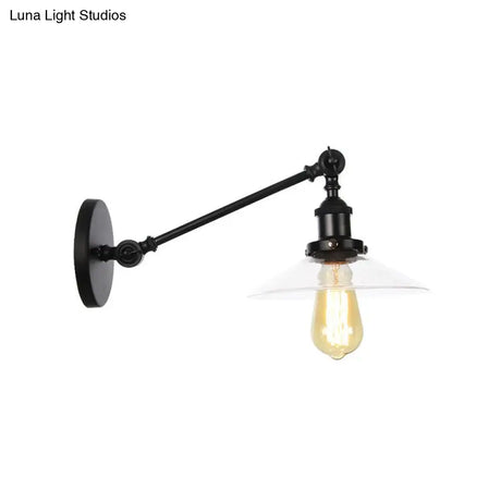 Vintage Black/Brass/Bronze Cone Glass Sconce Light - 8/12 Arm