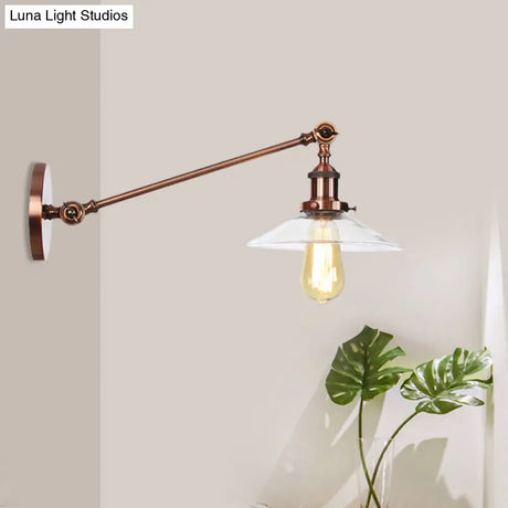 Vintage Black/Brass/Bronze Cone Glass Sconce Light - 8/12 Arm