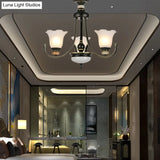 Vintage Black Chandelier: Flower White Glass Ceiling Light 3/6/8 Lights For Bedroom Fixture