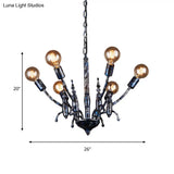 Vintage Black Dining Room Chandelier - Metallic Multi-Head Pendant Light