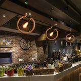 Vintage Black Finish Hemp Rope Suspension Lamp With Unique Triangle/Round Frame Design - 1 Light /