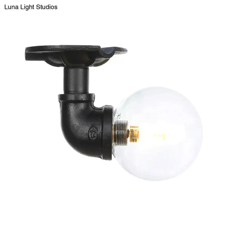 Vintage Black Glass Ball Semi Flushmount Led Ceiling Flush Mount For Hallways