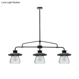 Vintage Black Jar-Shaped Hanging Lamp Kit: Clear Glass Island Lighting For Dining Room (3 Bulbs)