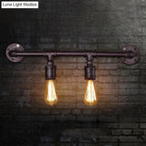 Vintage Black Linear Wall Sconce Lamp For Bar - 2/4 Light Fixture In Metallic Finish