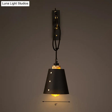 Vintage Black Metal Cone Wall Lamp - Stylish Sconce Light Fixture For Dining Room