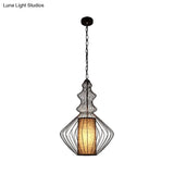 Vintage Black Metal Pendant Light - Oval/Gourd/Lantern Design 1-Light Ideal For Dining Room Ceiling
