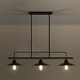 Vintage Black Metal Saucer Suspension Island Lamp With 3 Lights For Dining Room