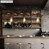 Vintage Black Metal Wagon Wheel Hanging Pendant Light For Coffee Shop Suspension