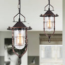 Vintage Black/Rust Cone Pendant Light With Clear Glass - Stylish Ceiling Lamp For Living Room Cage