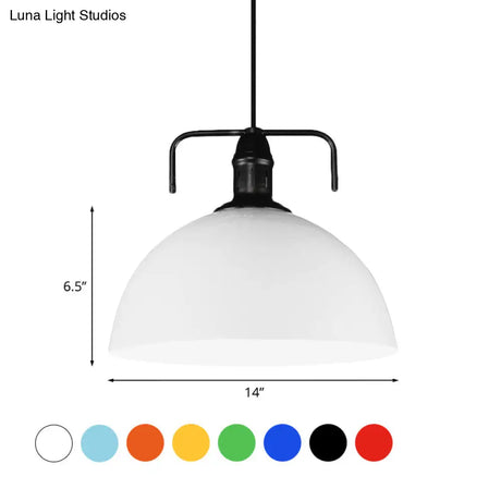 Vintage Blue/Green Metal Pendant Light - 12’/14’/16’ Wide 1-Light Indoor Hanging Ceiling With Cord
