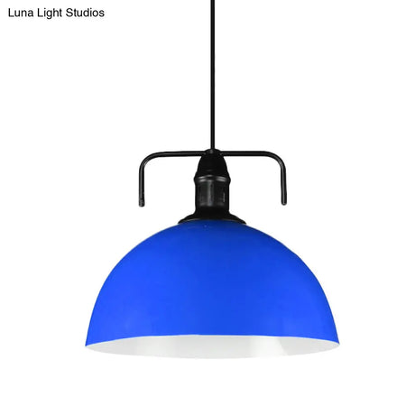 Vintage Blue/Green Metal Pendant Light - 12’/14’/16’ Wide 1-Light Indoor Hanging Ceiling With Cord