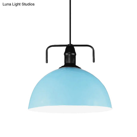 Vintage Blue/Green Metal Pendant Light - 12’/14’/16’ Wide 1-Light Indoor Hanging Ceiling With Cord