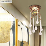Vintage Blue-Purple/Clear Teardrop Crystal Led Ceiling Light For Bedrooms