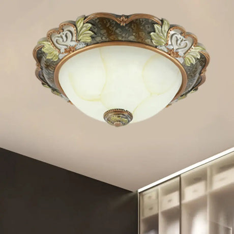 Vintage Bowl - Shape Resin Ceiling Light Fixture - 2/3 Heads Brass Finish 13’/17’/19.5’ Wide