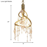 Vintage Branch Ceiling Light With Crystal Accent - Metal Chandelier For Dining Room (4 Lights)