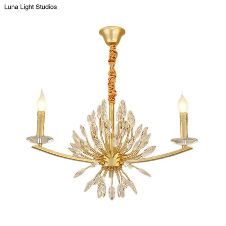Vintage Brass Chandelier - Metal 3/6/8-Head Hanging Light Fixture With Crystal Decoration