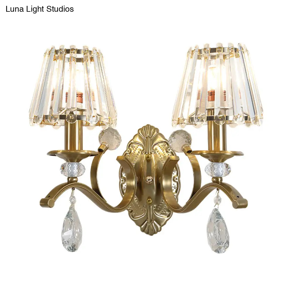 Vintage Brass Cone Wall Sconce Light For Living Room - Traditional Lighting (1/2 Heads)