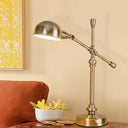 Vintage Brass Desk Light - Stylish Metal Dome Shade Adjustable Living Room Table Lamp