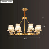 Vintage Brass Flared Chandelier With Clear Rib Glass - Living Room Pendant Light