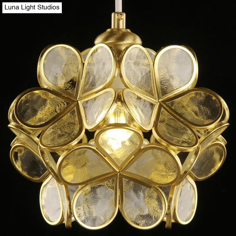 Vintage Brass Flower Flushmount Ceiling Light With Clear Glass - Ideal For Foyer And More!
