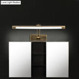 Vintage Brass/Gold Finish Tubular Wall Lamp - Led Vanity Lighting For Bathroom