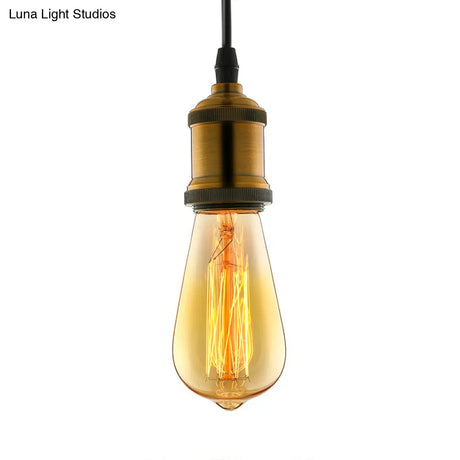 Vintage Brass Metal Mini Pendant Light For Restaurants - Adjustable Cord 1 Head Hanging Fixture