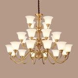 Vintage Brass Pendant Chandelier With Frosted Glass For Flared Stair Ceilings 24 /