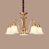 Vintage Brass Pendant Chandelier With Frosted Glass For Flared Stair Ceilings 5 /