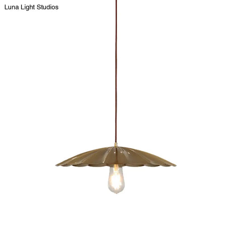 Vintage Brass Scalloped Hanging Ceiling Light Pendant For Study Room - 1