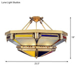 Vintage Brass Semi Flush Mount Lamp - Tower Shape Metal Light With 3 Heads; Ideal For Living Room