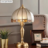Vintage Brass Table Lamp With Water Glass Dome For Living Room Nightstands