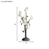 Vintage Bronze Metal Led Nightstand Light: 5-Head Flower Night Lighting For Living Room