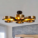Vintage Bronze/Rust Flower Chandelier - Farmhouse Style 6-Light Pendant Light With Adjustable Cord
