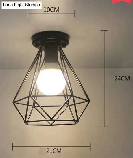 Vintage Ceiling Lights Lustre Luminaria Led Lamp Loft Iron Cage Fixtures Lighting 03