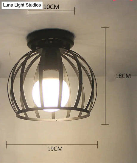 Vintage Ceiling Lights Lustre Luminaria Led Lamp Loft Iron Cage Fixtures Lighting 04