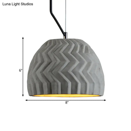 Vintage Cement Grey Dome Ceiling Light Coffee House Hanging Lamp Fixture 1 Head 6’ Or 10’ Wide