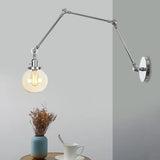 Vintage Chrome/Copper/Bronze Orb Wall Sconce Lamp - Clear/Amber Glass Adjustable Arm 1 Light Ideal