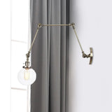 Vintage Chrome/Copper/Bronze Orb Wall Sconce Lamp - Clear/Amber Glass Adjustable Arm 1 Light Ideal