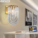 Vintage Clear Crystal Prism Sconce Lamp - Gold Finish 1 Light Wall Mounted For Dining Room